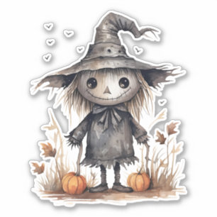 Adesivo Espantalho giro, abóbora de Halloween, palito
