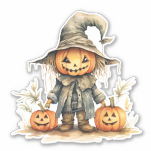 Adesivo Espantalho giro, abóbora de Halloween, palito