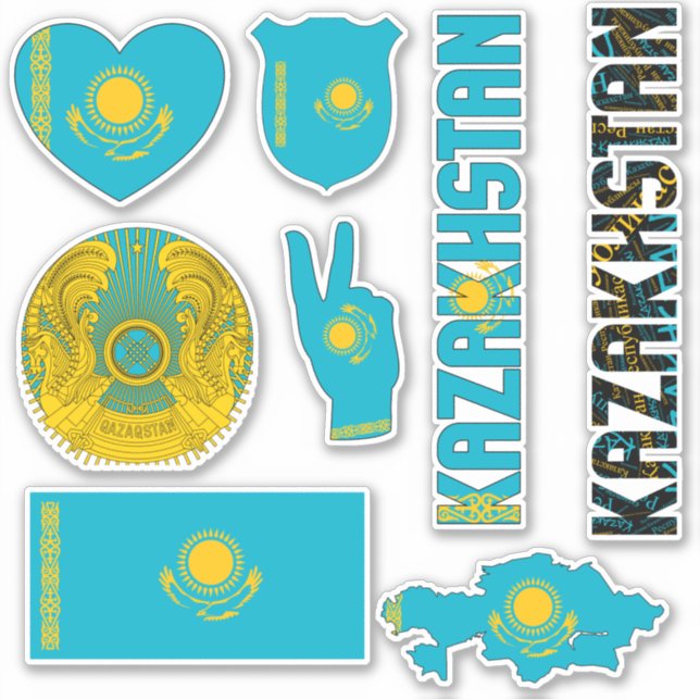 Adesivo Espantoso Cazaquistão forma símbolos nacionais (Frente)