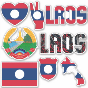 Adesivo Espantoso Laos Forma Símbolos Nacionais