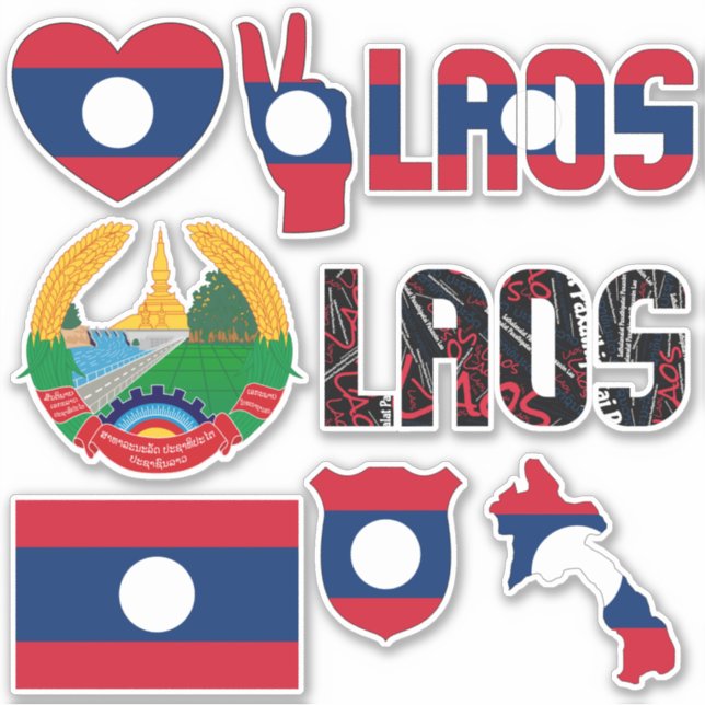 Adesivo Espantoso Laos Forma Símbolos Nacionais (Frente)