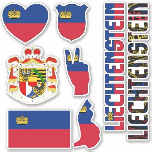 Adesivo Espantoso Liechtenstein Forma Símbolos Nacionais (Frente)