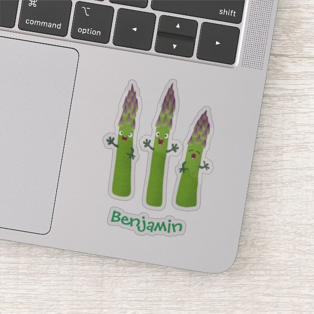 Adesivo Espargos lindos cantando cartoon de trio vegetal (Detalhe)