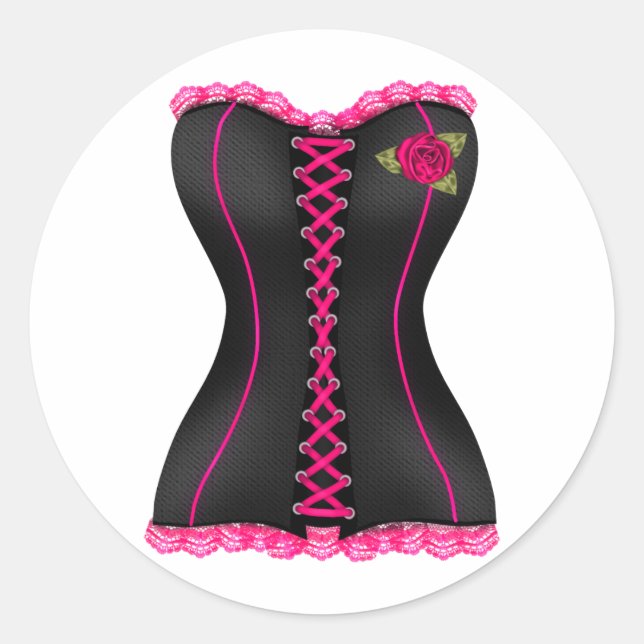 Adesivo Espartilho Preto Rosa rose (Frente)