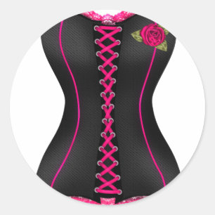 Adesivo Espartilho Preto Rosa rose
