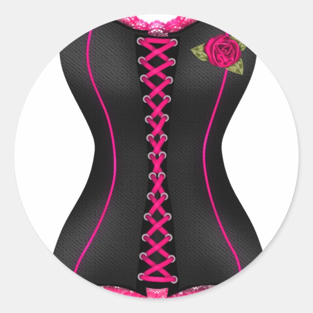 Adesivo Espartilho Preto Rosa rose (Frente)