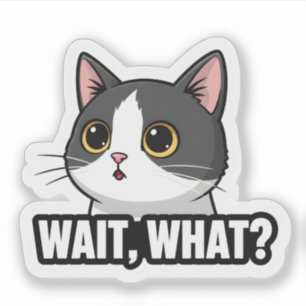 Adesivo Espera, O Quê? Gato Meme Reação Engraçada de Gat