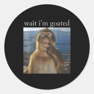 Adesivo Espera, sou Deus, macaco pensativo engraçado meme
