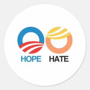 Adesivo ESPERANÇA (Obama) contra o ÓDIO (trunfo)