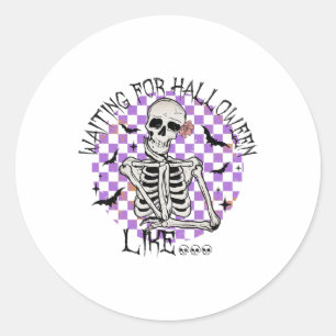 Adesivo Esperando O Dia Das Bruxas Como Um Esqueleto Engra