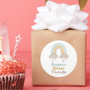 Adesivo Esperem coisas excelentes motivacionais, arco-íris