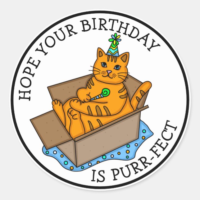 Adesivo Espero que seu aniversário seja Purr-actual (Frente)