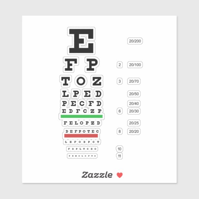 Adesivo Espiral de Design de Optometria com Testes Oculare (Folha)