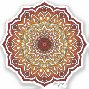 Adesivo Espiral Laranja e Castanho e Mandala Floral