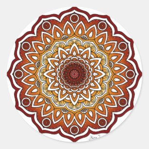Adesivo Espiral Laranja e Castanho e Mandala Floral