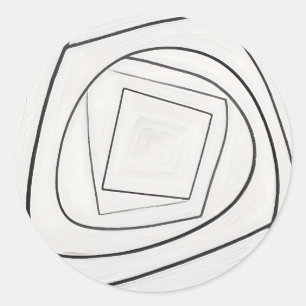 Adesivo Espiral Quadrada Abstrata Preto e Branco