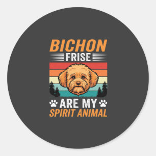 Adesivo Espírito Animal Bichon Frise Cão Retro