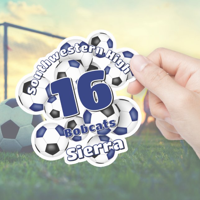 Adesivo espirito de equipe de bolas de futebol preto azuis (Criador carregado)