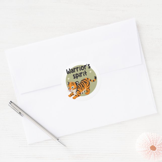 Adesivo Espírito do guerreiro Kawaii, doce tigre de bebê l (Envelope)