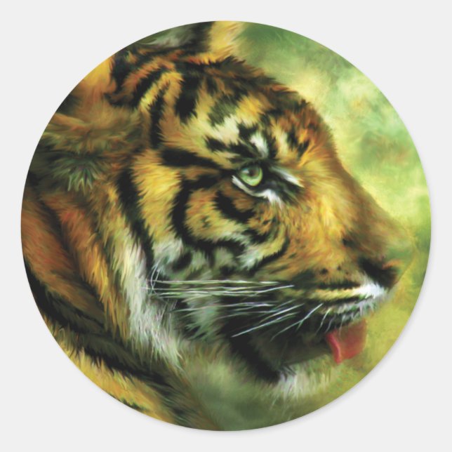 Adesivo Espírito Do Vinheta De Arte De Tigre (Frente)