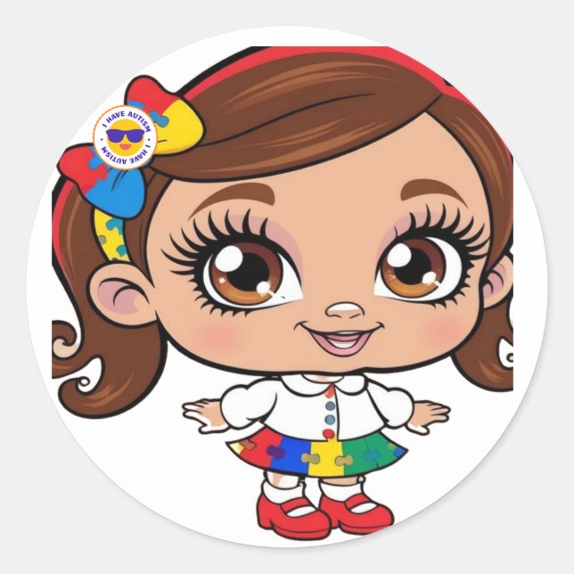 Adesivo "Espírito Radiante: Uma Menina Celebrando Autismo (Frente)