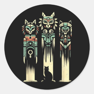 Adesivo Espíritos Totem de Gato - Vintage Halloween Gato A