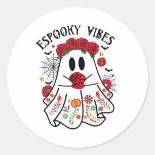 Adesivo Espooky Vibes Halloween Fantasma Mexicano Concha S