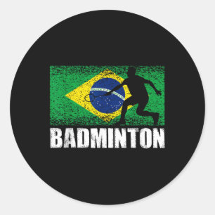 Adesivo Esporte Badminton, Bandeira Retro Brasil, Brasilei