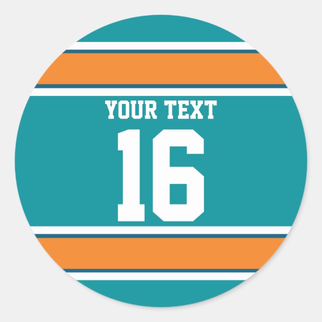 Adesivo Esportes Aqua Verdes e Laranja Personalizados (Frente)