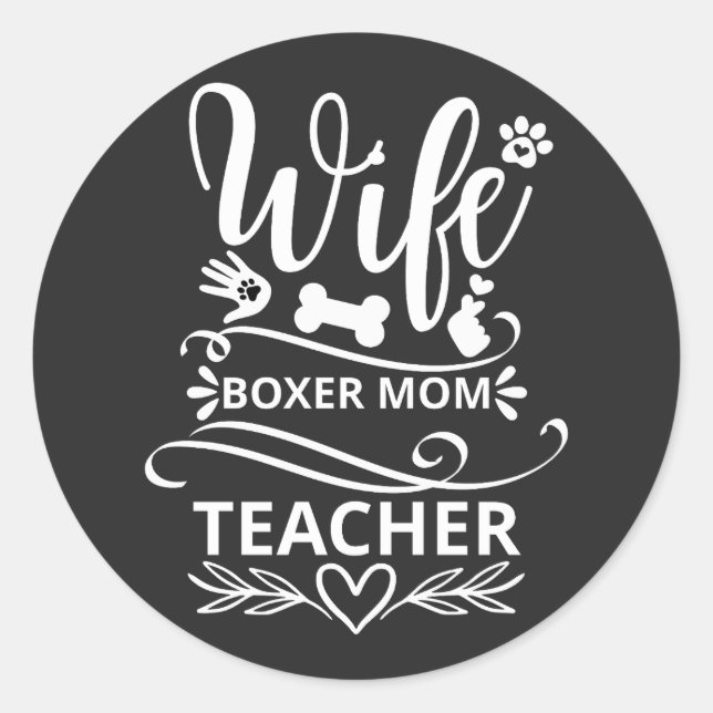 Adesivo Esposa Boxer Mãe Professora Engraçado Cachorro (Frente)