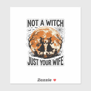 Adesivo Esposa engraçada design de Halloween vintage bruxa