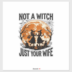 Adesivo Esposa engraçada Halloween Vintage Witch Moon Desi