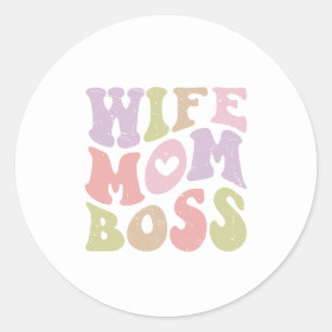Adesivo Esposa Mãe Chefe Script Retro Groovy Dia das Mães