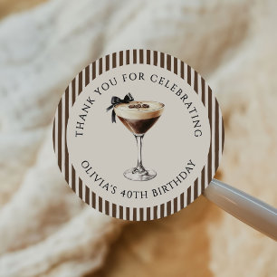 Adesivo Espresso Martini Festa de Aniversário Obrigado