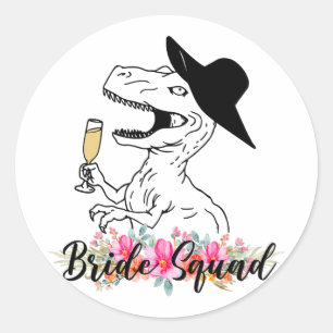 Adesivo Esquadrão da Noiva Dinossauro Dama de Honra Floral