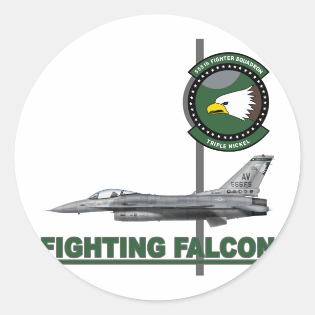 Adesivo Esquadrão de 555º Combatente F-16C Bloco 40E (Frente)