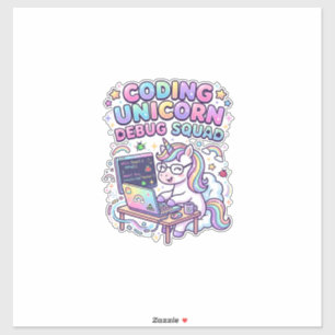 Adesivo Esquadrão de Debug do Unicórnio de Codificação Uni