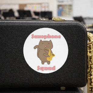 Adesivo Esquadrão de Saxofone Gatinho Kawaii Rosa Engraçad