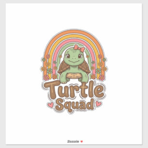Adesivo Esquadrão de Tartaruga Fofa Desenho Vetorial Flora