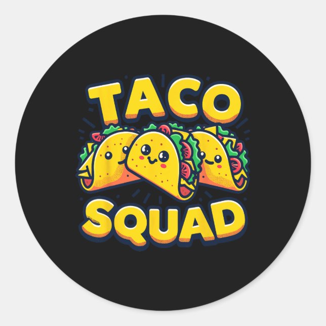 Adesivo Esquadrão Taco Engraçado Comida Mexicano (Frente)