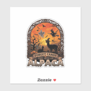 Adesivo Esqueça o Doce Apenas Me Dê Alpaca Halloween Fanta