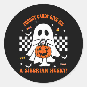 Adesivo Esqueça o Doce Dê Um Husky Siberiano Funny Hallowe