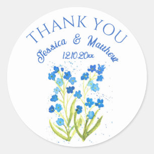 Adesivo Esquece-me de Casamentos de Aquarela Azul floral
