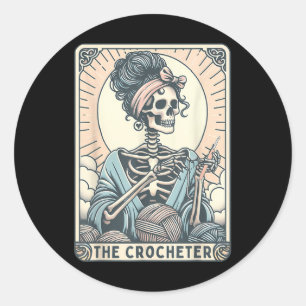 Adesivo Esqueleto A Mãe Crochê Cartão de Tarot Tricoteira