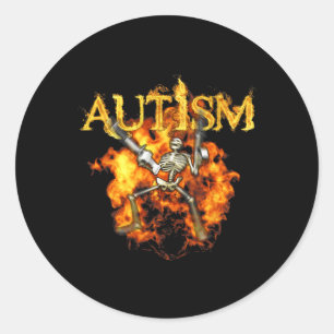 Adesivo Esqueleto Autismo Armas Engraçado Fogo Ossos Assus