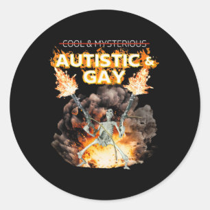 Adesivo Esqueleto Autista e Gay Maldito Meme de Autismo