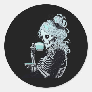 Adesivo Esqueleto Bebendo Café Diy Fantasia De Halloween M