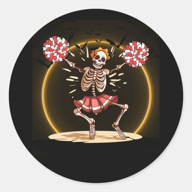 Adesivo Esqueleto Cheerhead Halloween Cheer Skeleton Che (Frente)