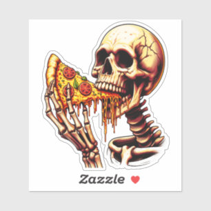 Adesivo Esqueleto Comendo Pizza 