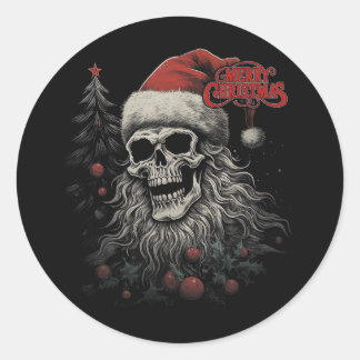 Adesivo Esqueleto Crânio Divertido Feliz Natal Papai Noel